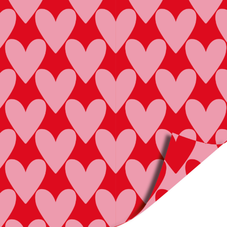 Afbeeldingen van Cadeaupapier 50cm 100m - Hartjes XL roze/rood