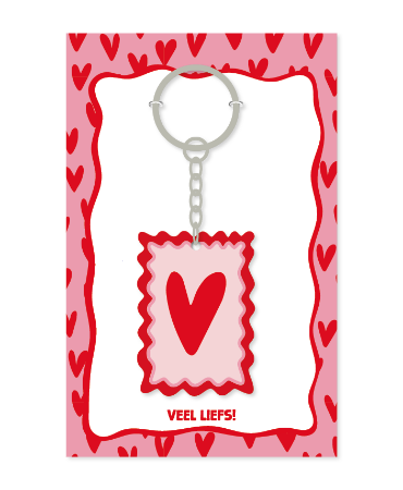 Sleutelhanger vierkant sierlijk kader met hartje