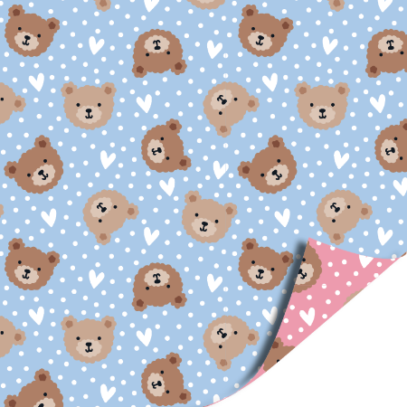 Achterzijde Little Bear (pink/blue) - inpakpapier, cadeaupapier
