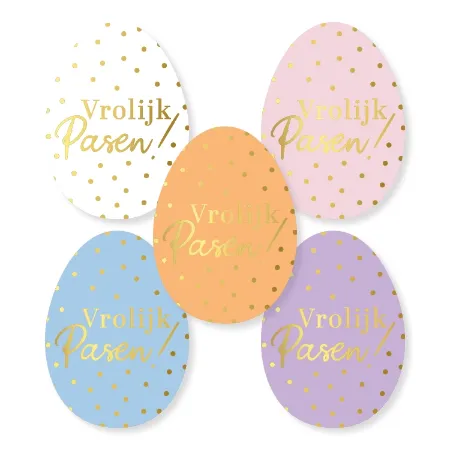 Vrolijk Pasen (paasei) stickers - 5 soorten
