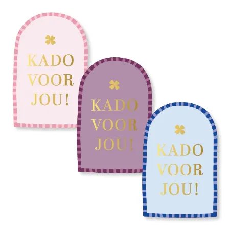 Kado voor jou + klavertje - 3 soorten stickers