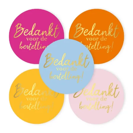 Bedankt voor de bestelling stickers - 5 soorten kleurrijk - webshop stickers