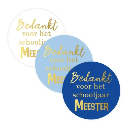 Bedankt voor het schooljaar meester stickers - 3 soorten meester stickers