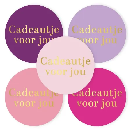KP® Stickers D40mm - Cadeautje voor jou (roze/paars) (5 varianten) 250p/r