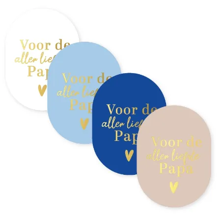 Voor de allerliefste papa (blauw/beige) - 4 soorten stickers voor vaderdag