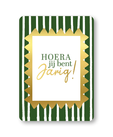 KP® Wenskaarten A6 - Hoera jij bent jarig (groen/goud) - 10 stuks
