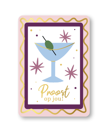 KP® Wenskaarten A6 - Proost op jou + martiniglas - 10 stuks