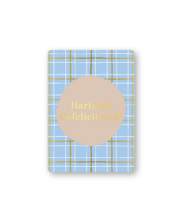 KP® Cadeaukaartjes A7 - Hartelijk gefeliciteerd (grid blauw), 25 stuks