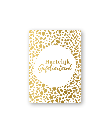 KP® Cadeaukaartjes A7 - Hartelijk gefeliciteerd (goud/wit), 25 stuks