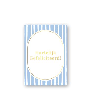 KP® Cadeaukaartjes A7 - Hartelijk gefeliciteerd (blauw stripes), 25 stuks