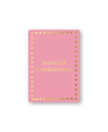 KP® Cadeaukaartjes A7 - Hartelijk gefeliciteerd (roze), 25 stuks