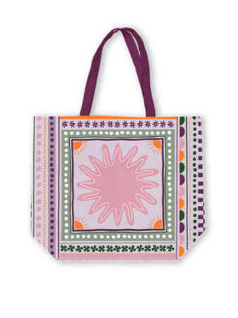 Achterkant Canvas tas - katoenen tas - bohemian tropic