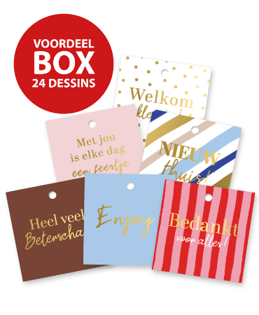 KP® Cadeaulabels 60x60mm Voorjaar Voordeelbox - 24 x 30 stuks