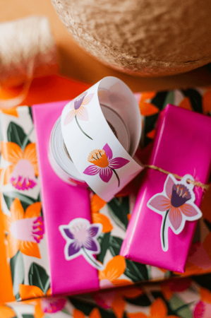 4 soorten bloemen stickers - zomer stickers - wensetiketten