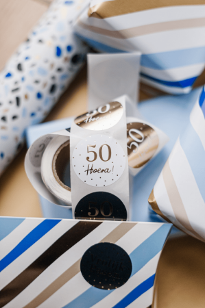 KP® Stickers D40mm - 50 jaar hoera (3 varianten) 250p/r