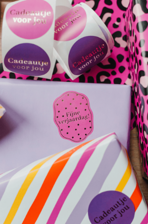 Fijne verjaardag met dots - 4 soorten verjaardag stickers