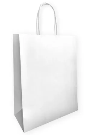 Papieren tassen groot, 32+12x41 cm, Wit