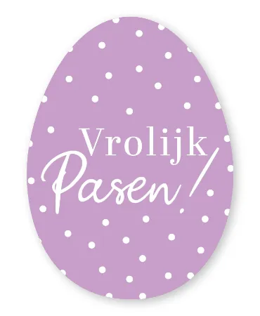 Vrolijk Pasen Raamsticker 50x60cm - Vorm van een ei in lila