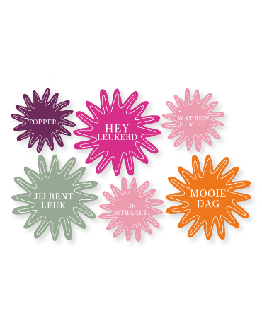 Complimenten stickers - Je straalt, Topper, Mooie dag