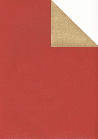 Afbeeldingen van Cadeaupapier Eco Kraft bruin 63gr Uni goud-rood 30cm 200m