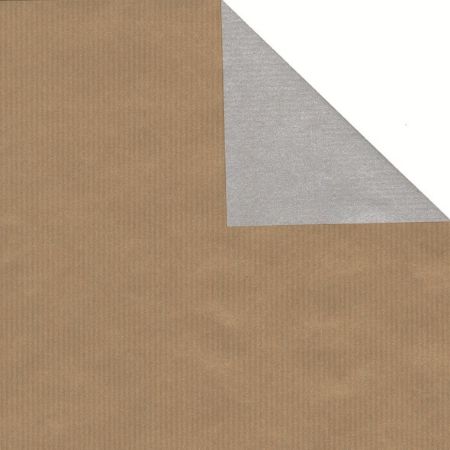 Afbeeldingen van Cadeaupapier Eco Kraft bruin 63gr Uni goud-zilver 30cm 200m