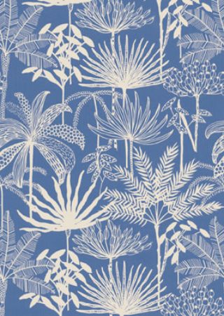 Afbeeldingen van Cadeaupapier Eco Kraft wit 65gr Japura blauw 30cm 200m