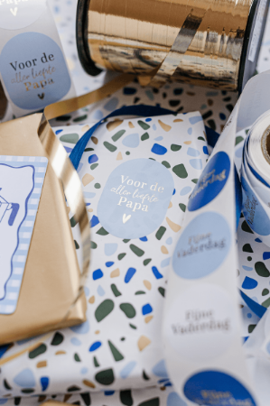 Voor de allerliefste papa (blauw/beige) - 4 soorten stickers voor vaderdag