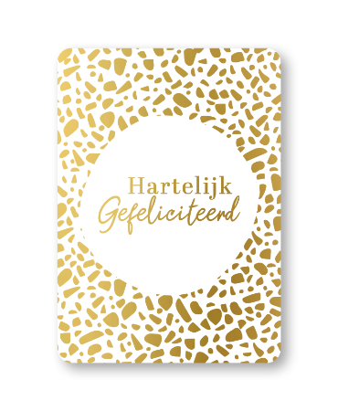 KP® Wenskaarten A6 - Hartelijk gefeliciteerd (goud/wit) - 10 stuks