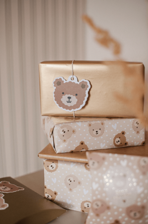 Afbeeldingen van KP® Cadeaupapier 70cm 100m - Little Bear (beige)
