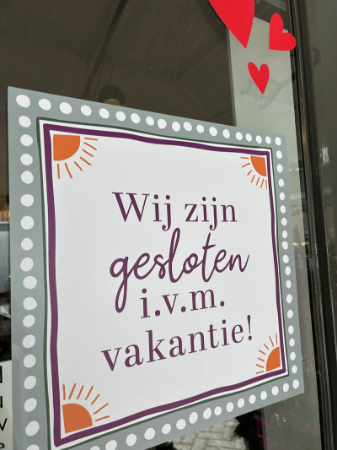 Wij zijn gesloten ivm vakantie - Gesloten raamsticker
