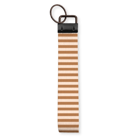 Stijlvolle polssleutelhanger van stof - Met mokka stripes