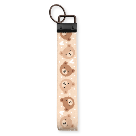Lieve stoffen polssleutelhanger met beertjes - Leuk kraamcadeau