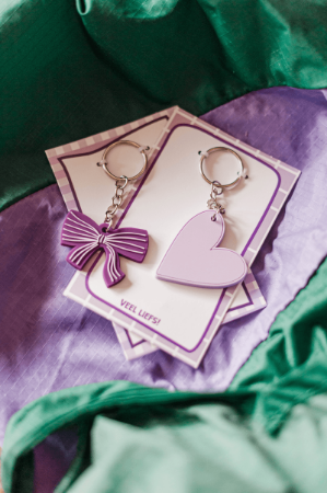 Lieve Hart sleutelhanger in lila - 3D en PVC materiaal