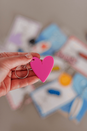 Hartje sleutelhanger in roze - 3D en PVC
