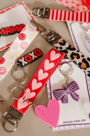 Trendy polssleutelhanger van Stof - panterprint