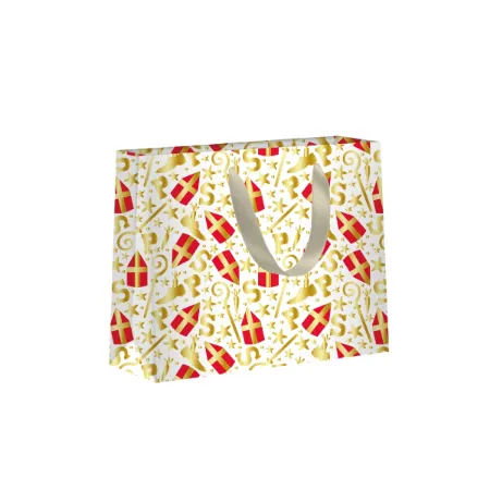 KP® Luxe papieren draagtas - Mijter pret wit 24x10x18cm, 10st