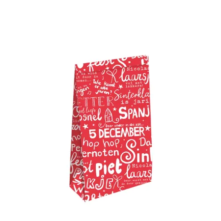 KP® Kraft papieren zakken - Letter pret rood 9+5x16cm, 25st