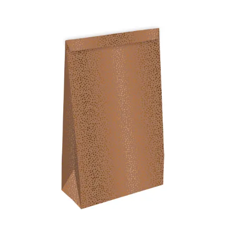 KP® Kraft papieren zakken - Luxury dots copper 14+8x26cm, 25st