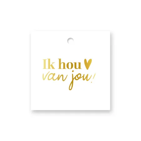 KP® Cadeaulabel - Ik hou van jou (wit) - 60x60mm