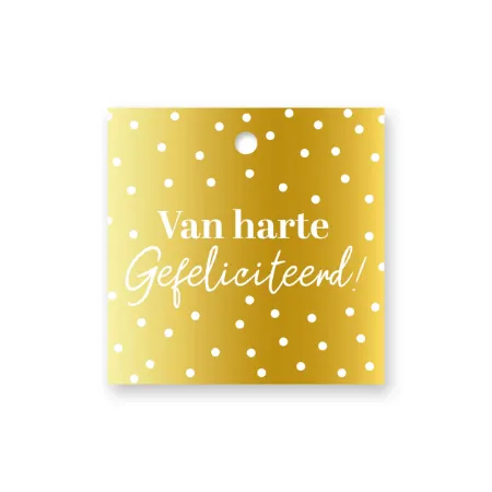KP® Cadeaulabel - Van harte gefeliciteerd - 60x60mm