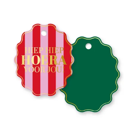 KP® Cadeaulabel - Hiep hiep hoera voor jou - 51,5x62mm
