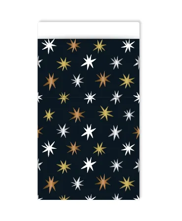 KP® Cadeauzakjes 12x19cm Shiny stars black 250st