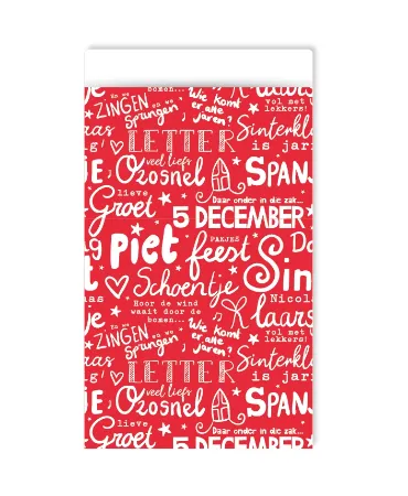 KP® Cadeauzakjes 12x19cm Letter pret rood 250st