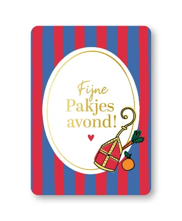 KP® Wenskaarten A6 - Fijne pakjesavond (stripes) - 10 stuks