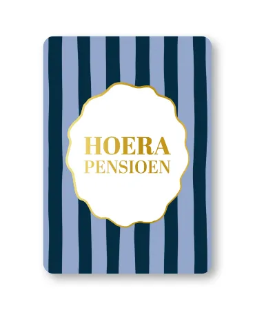 KP® Wenskaarten A6 - Hoera pensioen (stripes) - 10 stuks