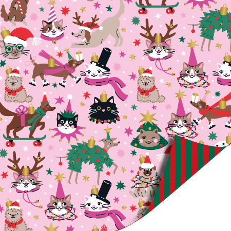 Afbeeldingen van KP® Cadeaupapier 30cm 100m - Christmas pets
