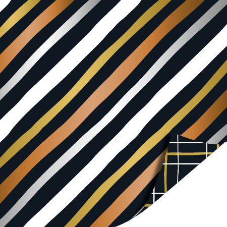 Afbeeldingen van KP® Cadeaupapier 30cm 100m - Grid black/gold