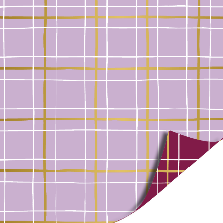 Afbeeldingen van KP® Cadeaupapier 30cm 100m - Grid lilac/gold