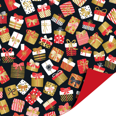 Afbeeldingen van KP® Cadeaupapier 50cm 100m - Kadootjes feest zwart