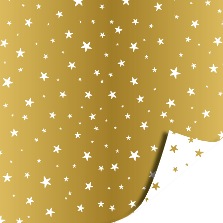 Afbeeldingen van KP® Cadeaupapier 30cm 100m - Little stars gold/white